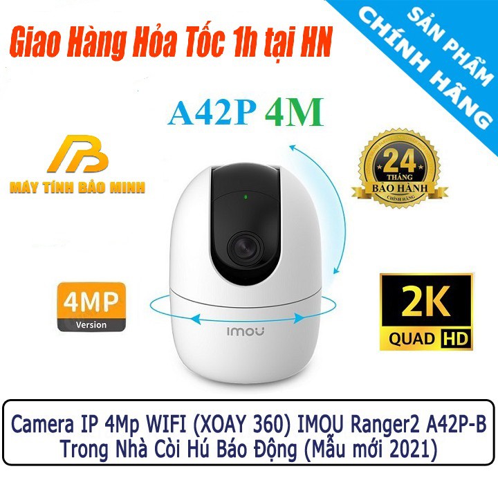 [Mẫu Mới Nhất 2021] Camera IP Ranger IMOU IPC-A42P-B 4Mp Xoay 360 Độ - Hàng Chính Hãng