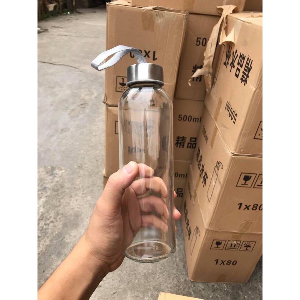 Chai Thủy Tinh Có Nắp Đậy, Dây Xách Tiện Lợi 500ml, 300ml | BigBuy360 - bigbuy360.vn