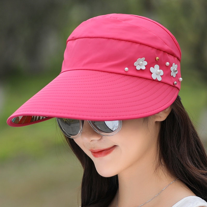 Mũ rộng vành có hạt ngọc chống nắng thời trang