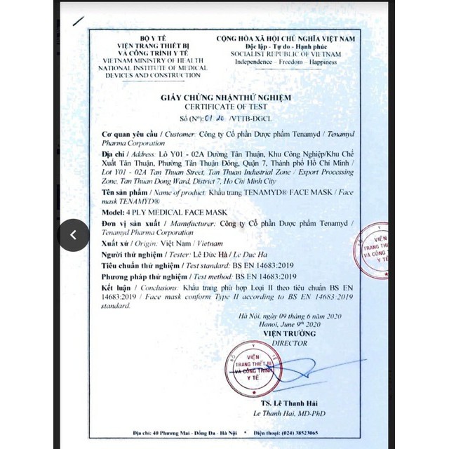 KHẨU TRANG Y TẾ 4 LỚP KHÁNG KHUẨN TENAMYD
