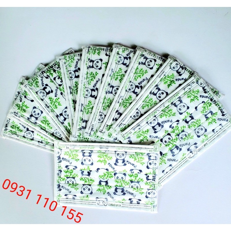 Hộp 50 khẩu trang y tế trẻ em 4 lớp giấy kháng khuẩn Nam Anh hình gấu trúc