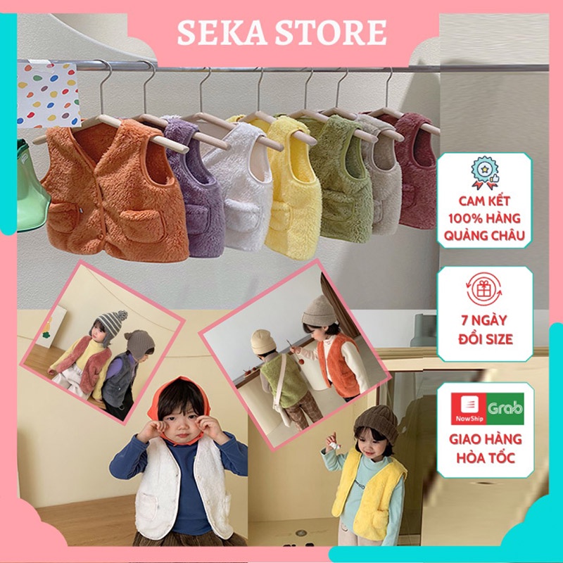 Áo gile cho bé trai, bé gái, áo gile lông cừu Hàng Quảng Châu xuất Nhật cho trẻ em mùa thu đông SEKA STORE 2106.38