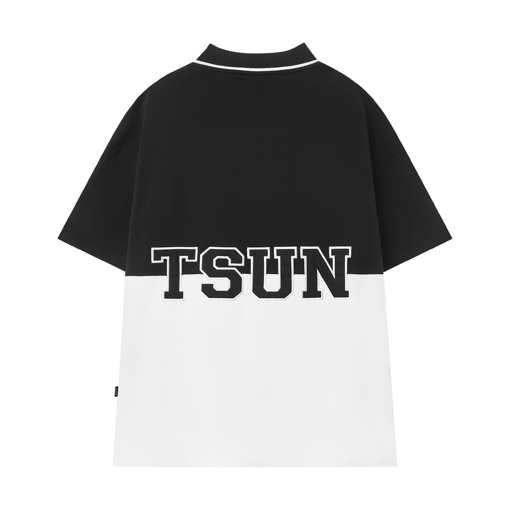 Áo thun TSUN 2 Panel Polo Shirt - Đen/ Trắng - Unisex