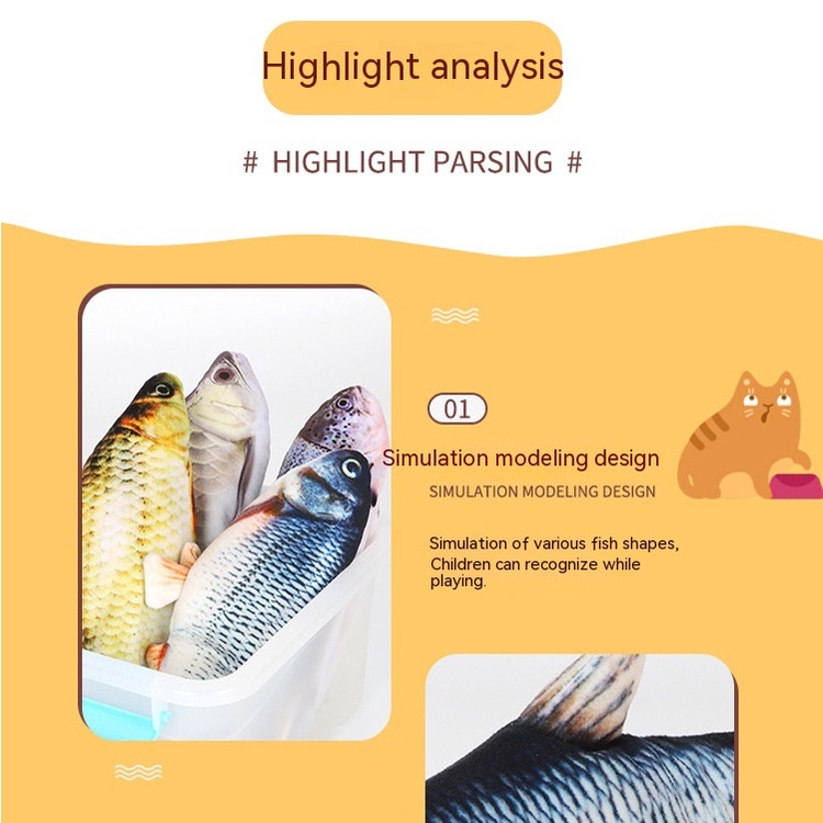 1 Đồ Chơi Cá Giả Vẫy Sống Động Tương Tác Với Mèo Cưng
