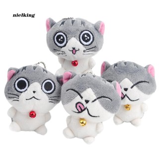 Đồ chơi thú nhồi bông hình chú mèo kèm móc khóa dài 8cm dễ thương