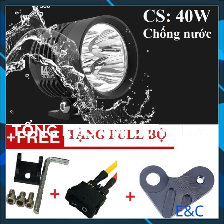 Đèn Led Trợ Sáng L4X 40W Sáng Trắng tặng đủ bộ như hình