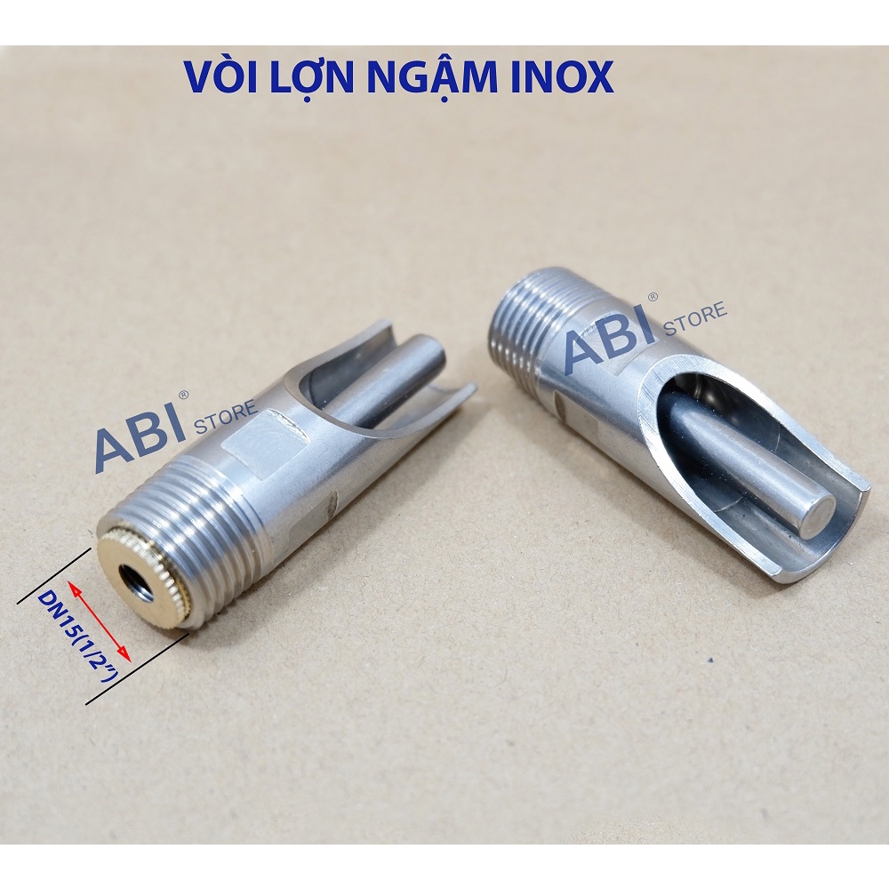 Vòi lợn inox dày đẹp, vòi uống nước cho heo tự động (bú lợn, núm uống inox)