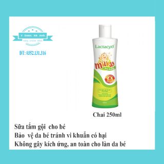 (CHÍNH HÃNG) Lactacyd milky sữa tắm gội cho bé, chai 250ml