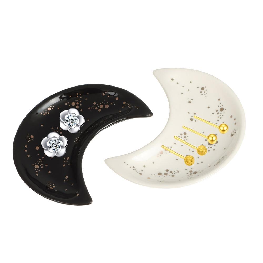 Đĩa Sứ Đựng Trang Sức Hình Mặt Trăng Độc Đáo