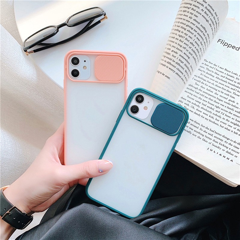 Ốp điện thoại Koosuk cứng nhám trong có nắp trượt bảo vệ camera cho VIVO Y50 Y30 Y30i Y20 Y20i Y20S Y11S Y12S