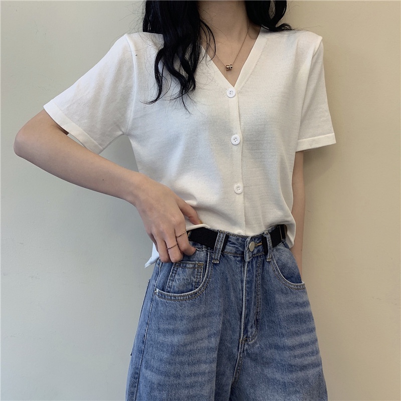 Áo croptop nữ form rộng cổ v tay ngắn ulzzang đẹp bigsize LOKISO CT02