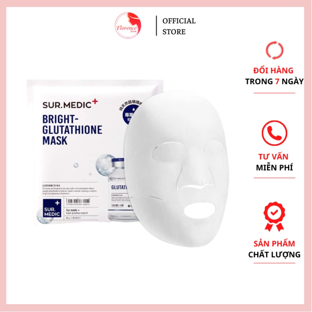 MẶT NẠ Dưỡng Trắng Da Chuyên Sâu Sur.Medic+ Bright Glutathione Mask 30g CHUẨN HÀN