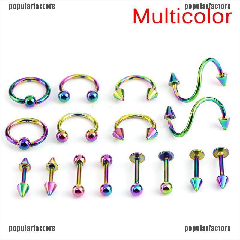 Set 16 Khuyên Đeo Cơ Thể Chất Liệu Thép Không Gỉ Cá Tính