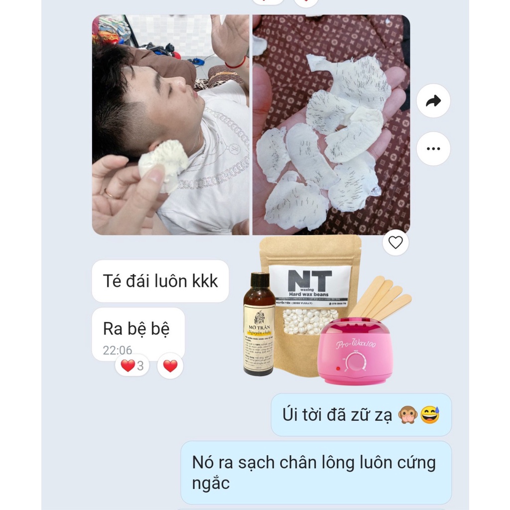 Combo triệt lông sáp wax nóng wax lông, nồi nấu sáp và mỡ trăn nguyên chất 100ml