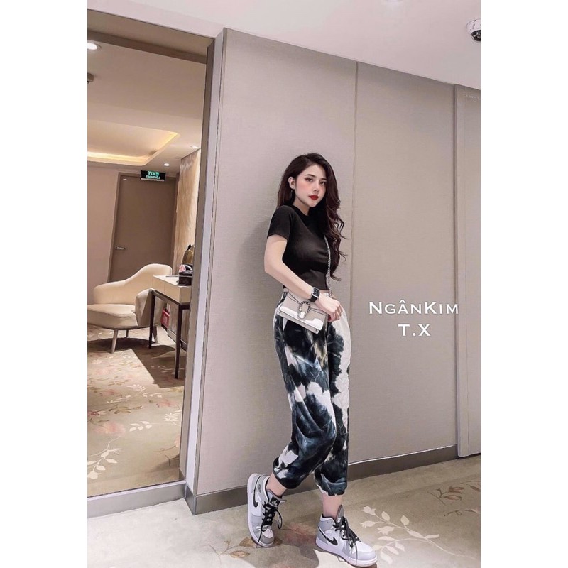 [ XẢ KHO 70% ] Set đồ nữ Croptop quần dài ống rộng Jogger LOANG cá tính Hàn Quốc trang phục HOT