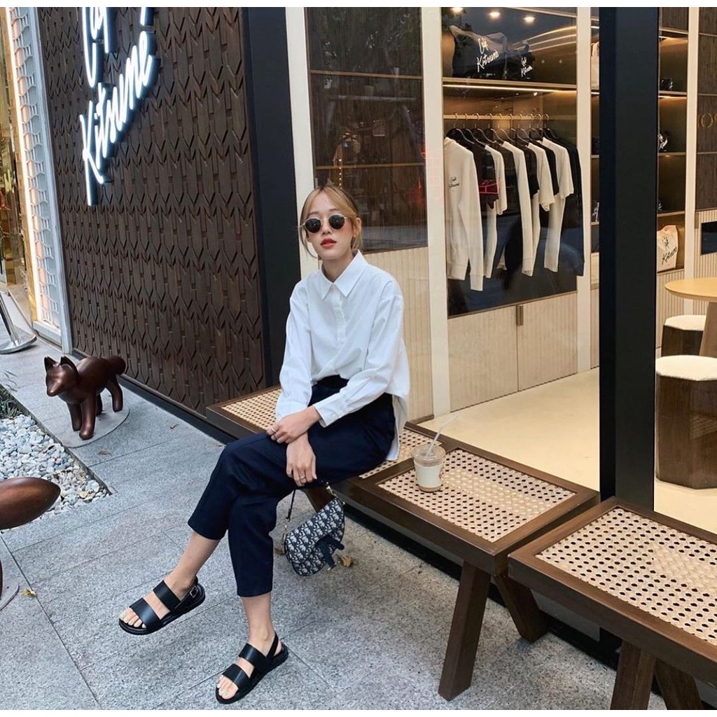 Dép sandal nam nữ couple thời trang cao cấp Toro chất liệu da bò thật , đế cao su non màu đen _ Q07