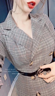 2Váy kẻ giả vest