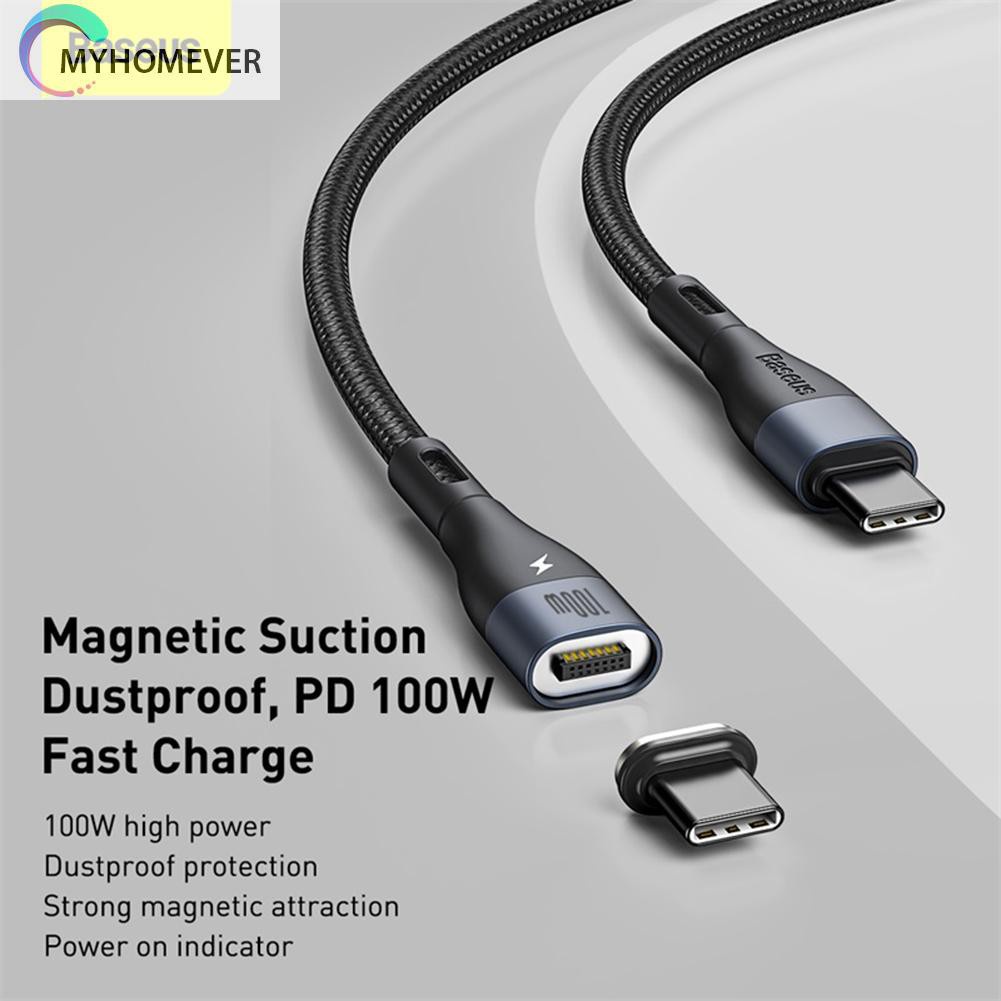 myhomever Baseus Magnetic USB Charging Cable 100W Type-C Fast Charger Data Power Cord