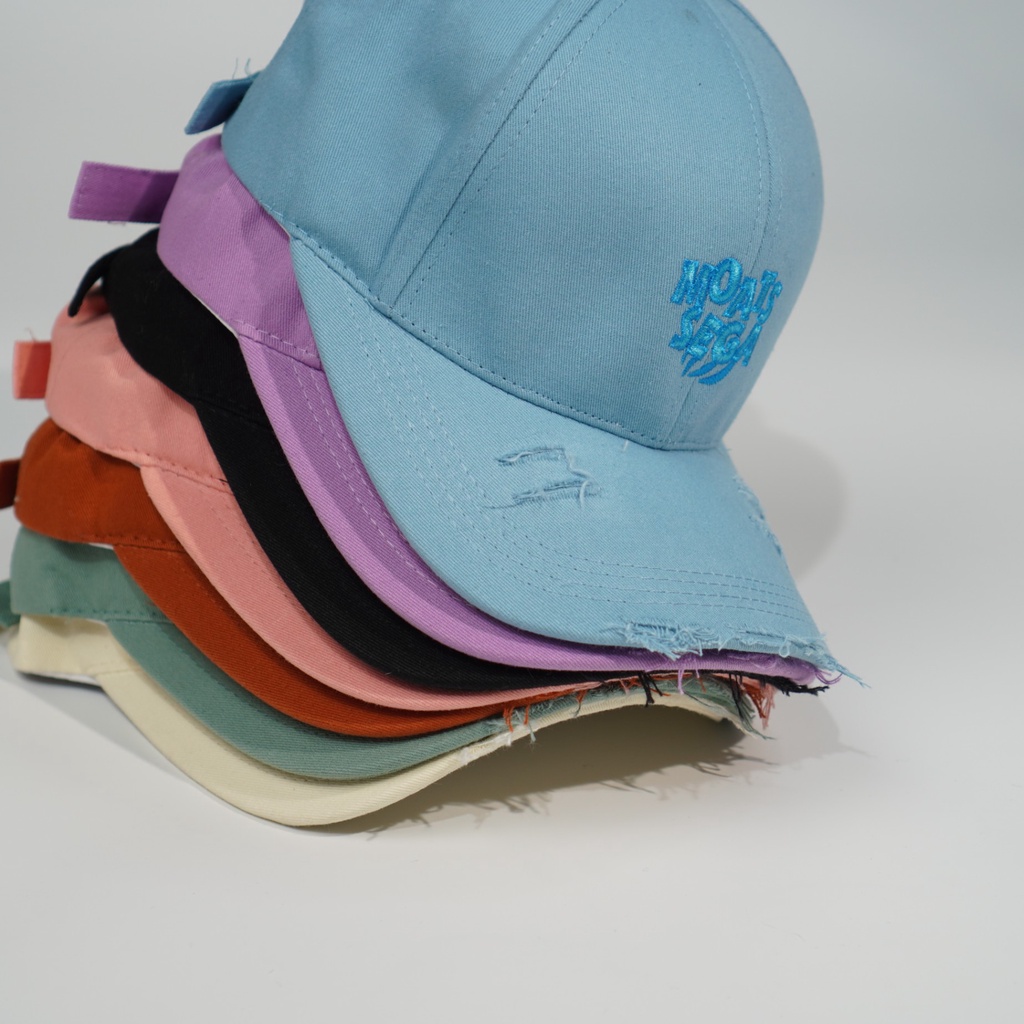 Mũ lưỡi trai thêu chữ MOATS SEGA kiểu rách tua rua Nón kết chất kaki cao cấp thời trang form unisex nam nữ K28