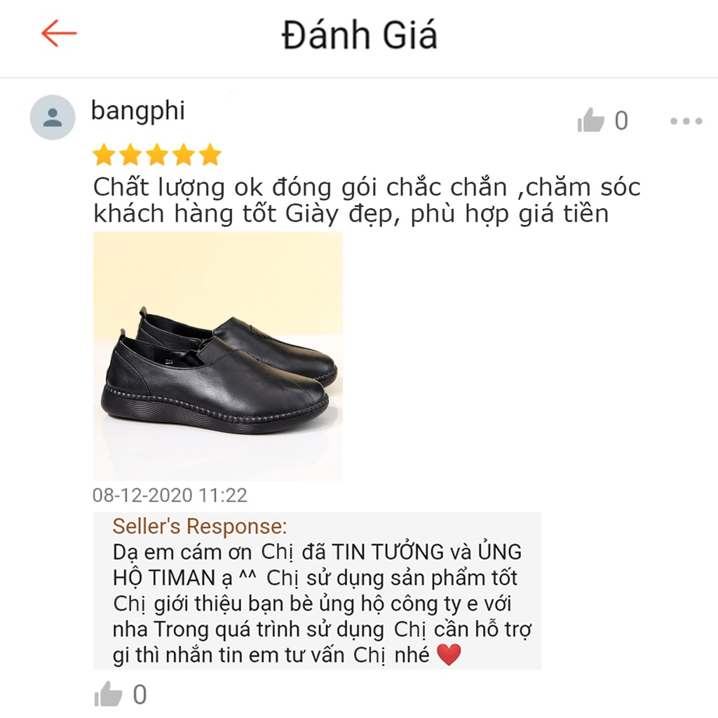 Giày nữ da thật đế bệt TIMAN KC01 thoải mái nhẹ nhàng tinh tế bảo hành 1 năm