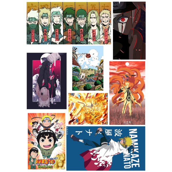 Bộ 40 STICKER decal hình dán NARUTO, dán xe, dán laptop