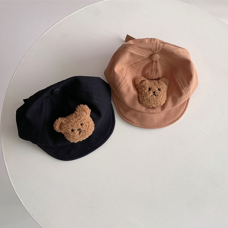 Mũ Lưỡi Trai Cotton Mềm In Hình Gấu Hoạt Hình Phong Cách Hàn Quốc Đi Biển Mùa Hè Cho Bé Trai Bé Gái