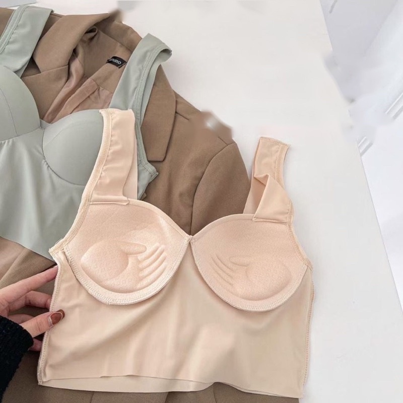 Áo Bra Đúc Su 2 Dây Bản To Dáng Coroptop Cúp Tròn 582