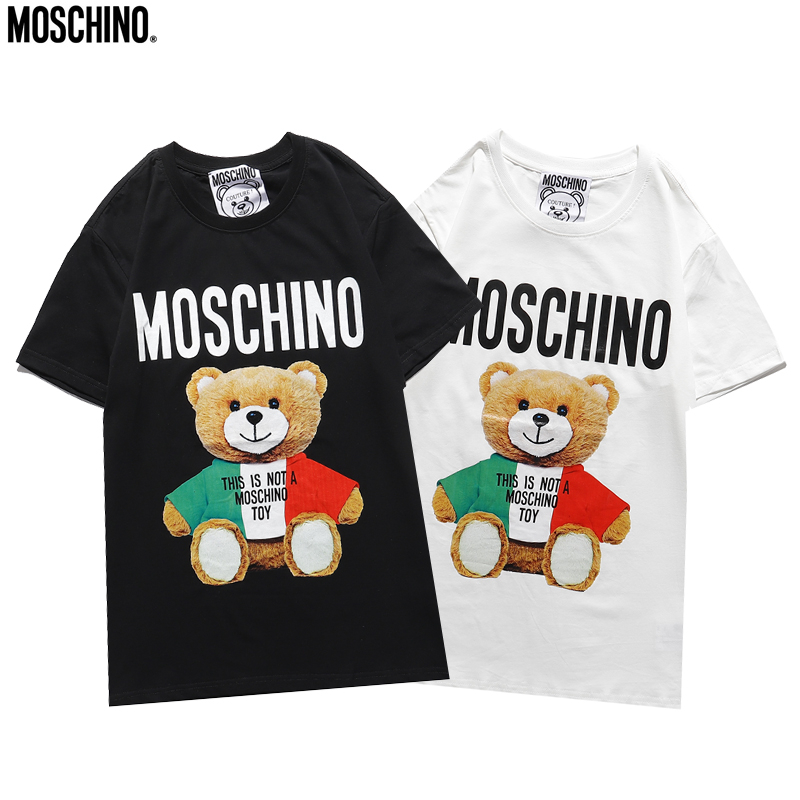 Áo Thun Tay Ngắn Cổ Tròn Chất Cotton In Hình Gấu Moschino Nhiều Màu Dễ Thương