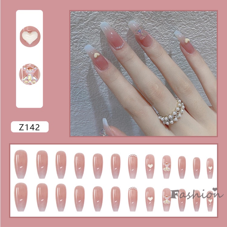 [Hàng mới về] Set 24 móng tay giả hình gấu dễ thương dành cho nữ