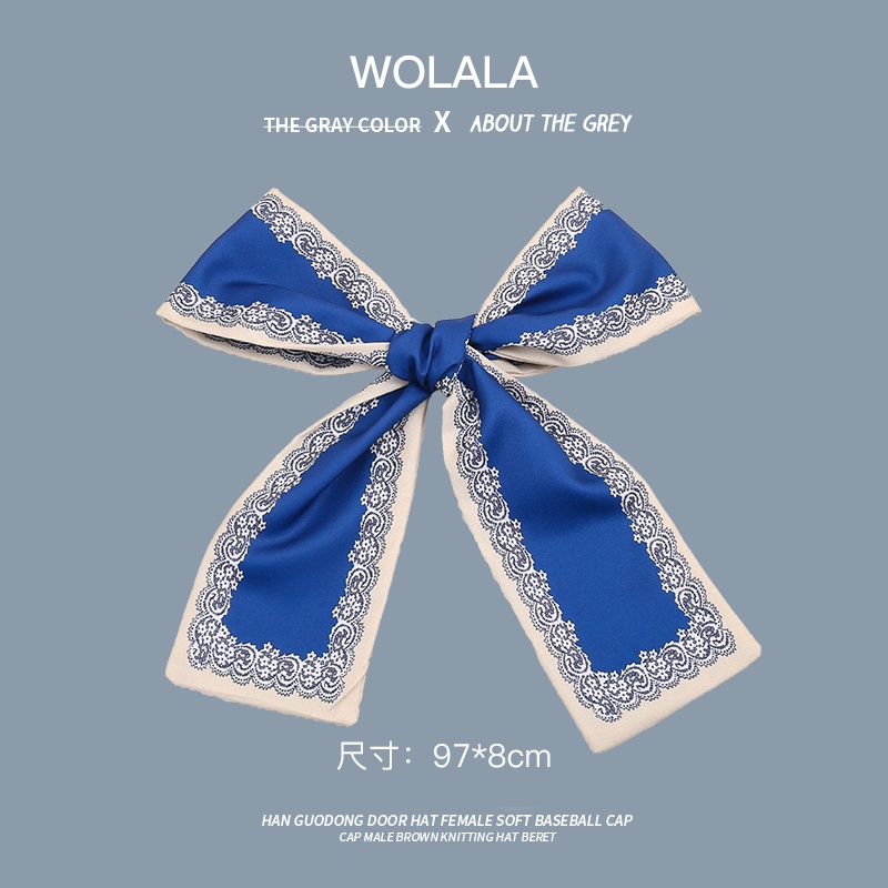 Băng Đô Cài Tóc Dài Bằng Lụa Cao Cấp Màu Xanh Dương