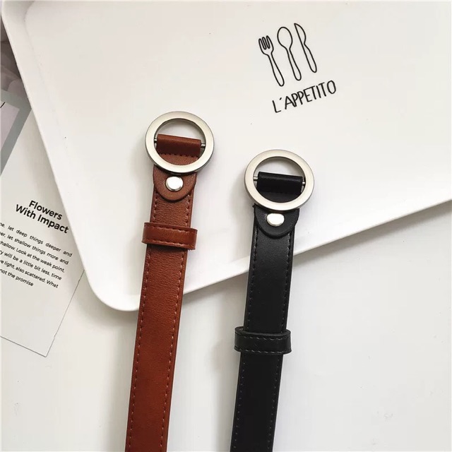 Belt-dây lưng mặt khuyết tròn retro