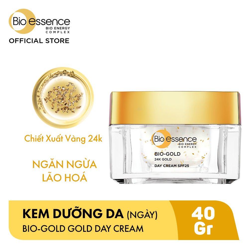 Combo Kem dưỡng ngăn lão hóa ban ngày và ban đêm Bio-essence Bio-Gold 40gx2