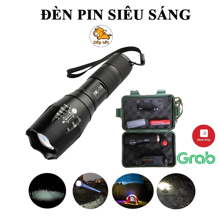 Đèn pin mini siêu sáng có Zoom xa gần, 3 chế độ sáng có móc treo tiện dụng tặng kèm hộp đựng, đèn pin mini cầm tay GD255