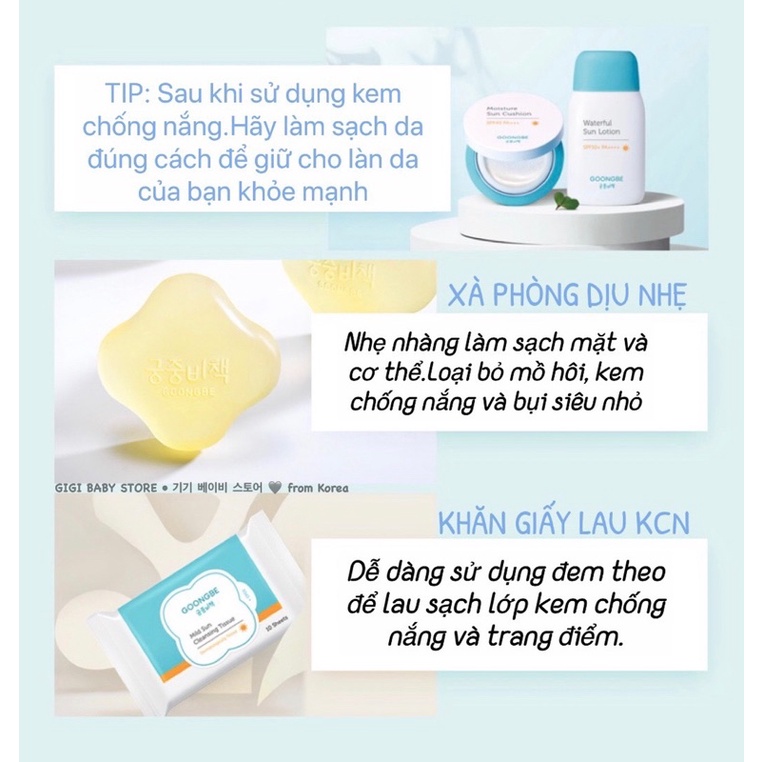 KEM CHỐNG NẮNG GOONGBE cho bé từ 6 tháng MOISTURE CUSHION FRESH SUN STICK SUN LOTION SPF50PA++++