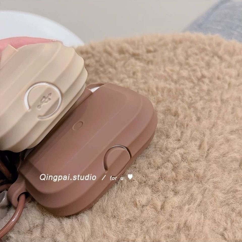 Vỏ Bảo Vệ Hộp Sạc Tai Nghe Airpods 1 2 3 Pro Chất Liệu Silicon Hình Gấu Khaki