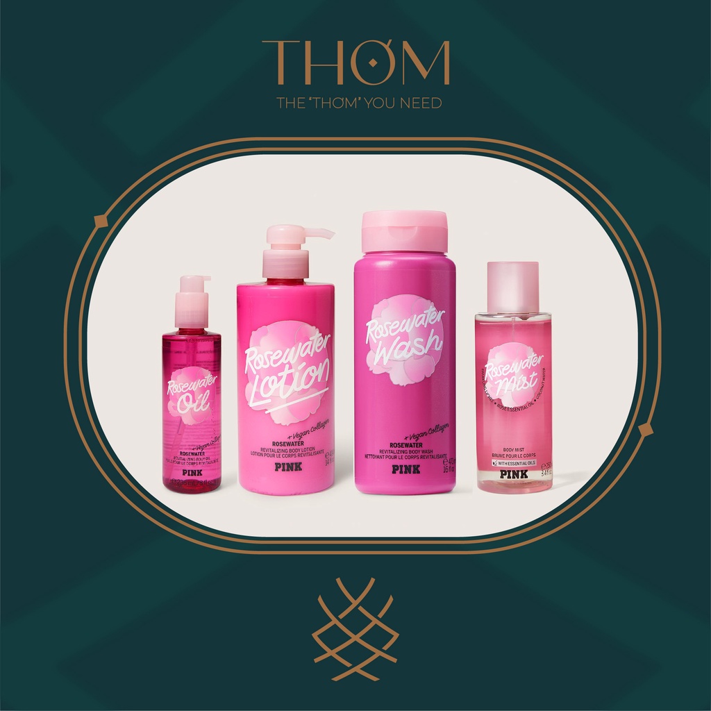 ROSEWATER | Xịt thơm dưỡng thể lưu hương toàn thân Pink Victoria's Secret Fragrance Mist Lotion Gel Body Wash