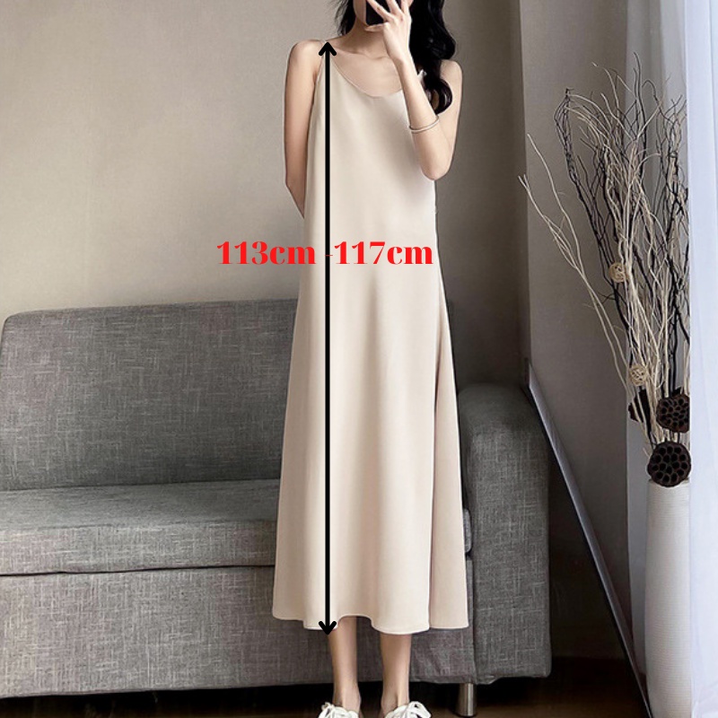 Váy lụa 2 dây suông ulzzang dáng dài maxi đi biển chất lụa cao cấp dày dặn,siêu đẹp | BigBuy360 - bigbuy360.vn