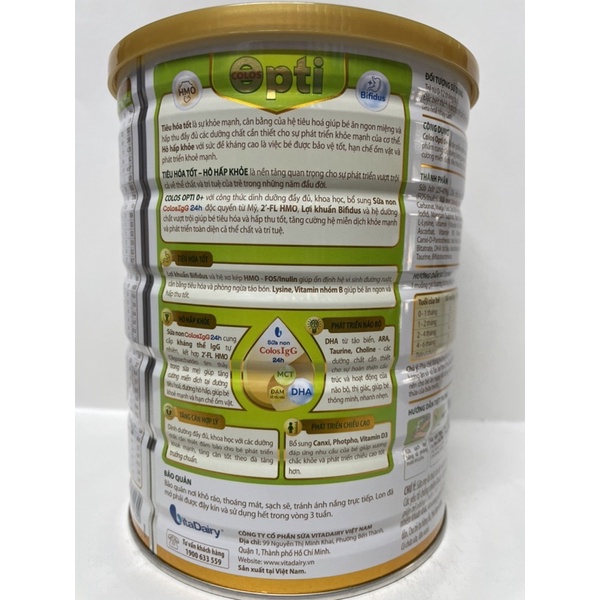 Sữa bột Colos Opti 0+ (tiêu hoá tốt hô hấp khoẻ ) - lon 800g date mới nhất