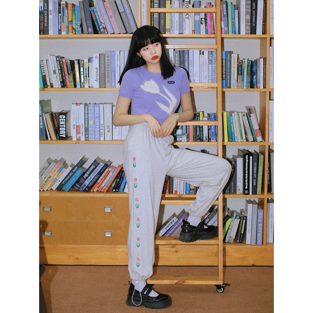 Áo croptop XIAOZHAINV dệt kim tay ngắn hoạ tiết hoa nữ tính thời trang