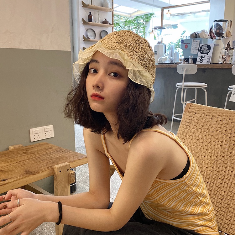 Nón Vành Rộng Phối Ren Phong Cách Nhật Bản Thời Trang Cho Nữ