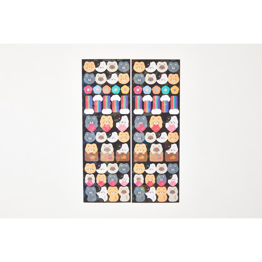 Set 2 Tấm Sticker ARTBOX Hàn Quốc Cầu Vồng Và Mèo Hologram Lấp Lánh Dễ Thương