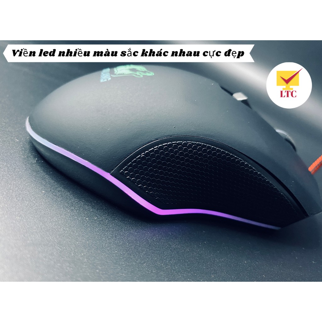 Chuột gaming V1 LED 7 màu tương thích máy tính laptop pc, mouse chơi game siêu đẹp kết nối cổng usb, có cục chống nhiễu