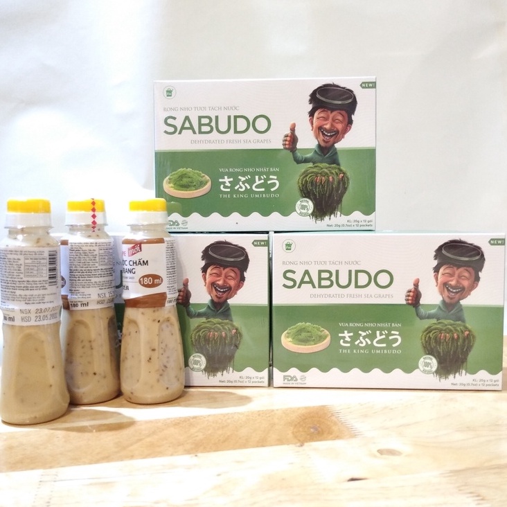 [ Bỏ Sỉ Rong Nho Sabudo ] 10 hộp Rong Nho Sabudo giá sỉ - Tặng kèm nước sốt mè rang