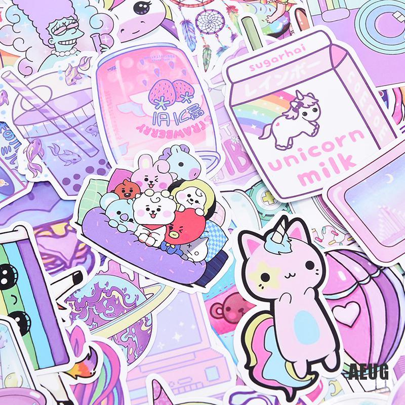 Bộ 50 Miếng Dán Hình Kỳ Lân Dùng Trang Trí Vali DIY