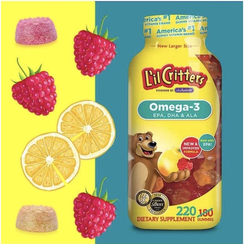 [HÀNG MỸ BAO CHECK] Kẹo Gấu Dẻo Gummy Omega-3 D_H_A Lọ 220 Viên Của MỸ Cho Bé