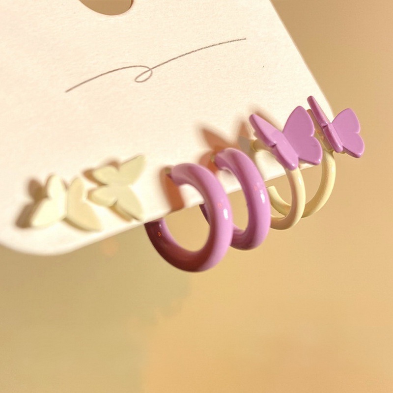 Set 3 đôi khuyên tai RINHOO FRIENDSHIP phong cách bướm đơn giản thời trang cho nữ