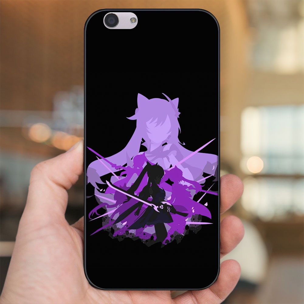 Ốp lưng Oppo F1s, F3, F3 Plus viền đen in hình Keqing Genshin Impact