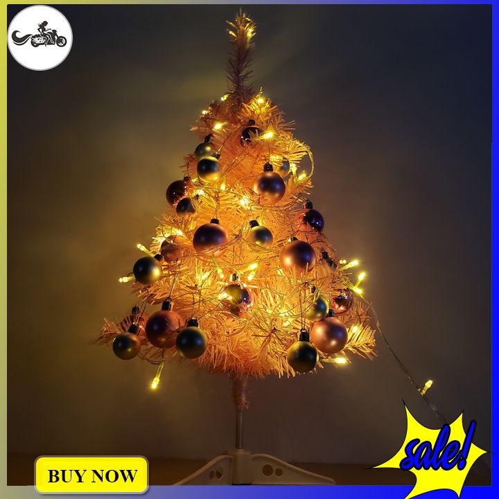 Cây thông noel mini 60cm màu hồng tặng kèm quả châu và đèn led trang trí giáng sinh