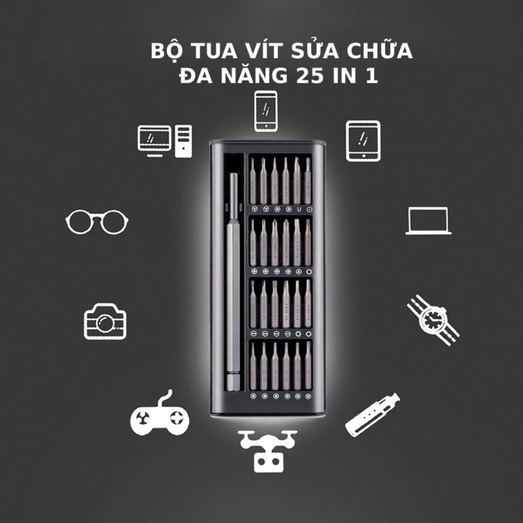 Bộ tua vít đa năng từ tính 25in1 sửa điện thoại độ chính xác cao