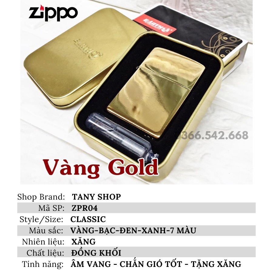 Vỏ Bật Lửa Zippo Trơn Nhiều Màu, Hộp Thiếc Tặng Kèm X-ang Mini - Hột quet độc lạ TANY SHOP ZPR04